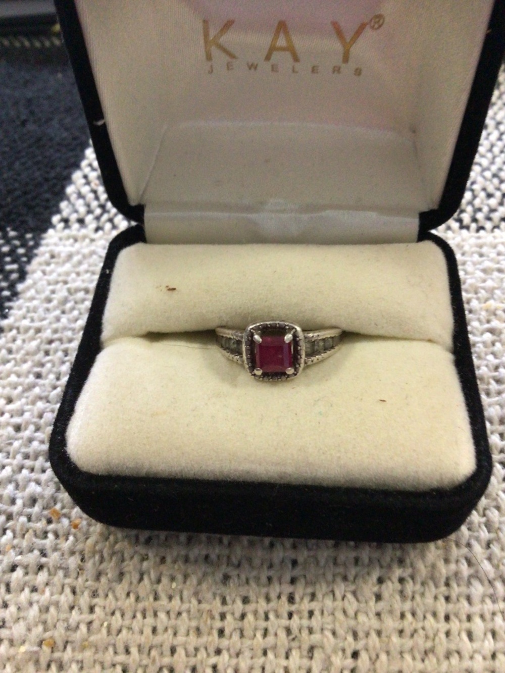 Kay’s Jewelers Sterling Silver Ruby Ring  size 4.75